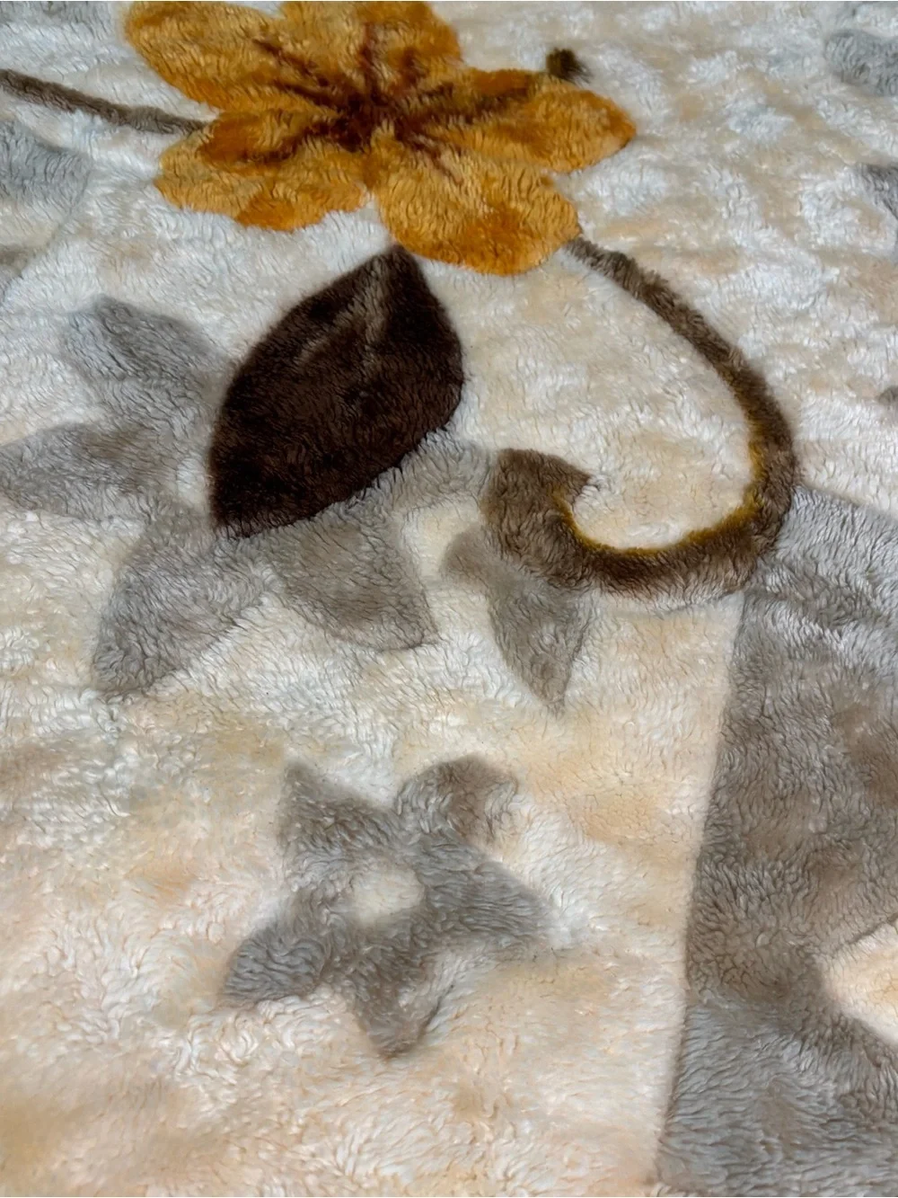 Vintage Floral Hawaiian Korean Mink Acrylic Plush Blanket Reversible 68x86” Full